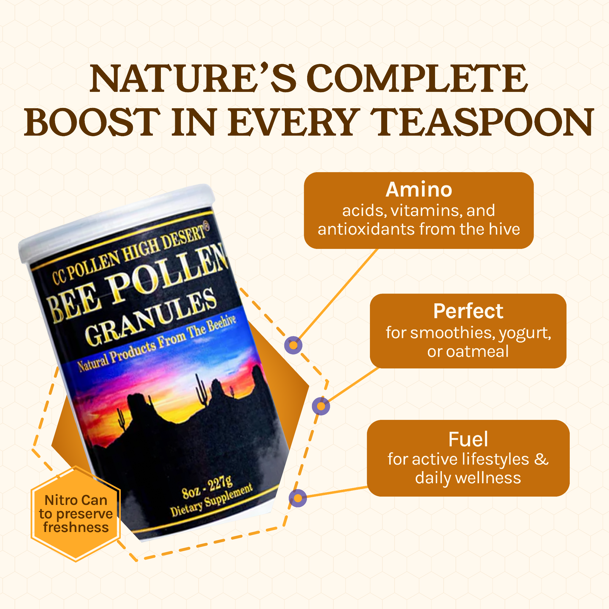 HIGH DESERT BEE POLLEN GRANULES - NITRO CAN