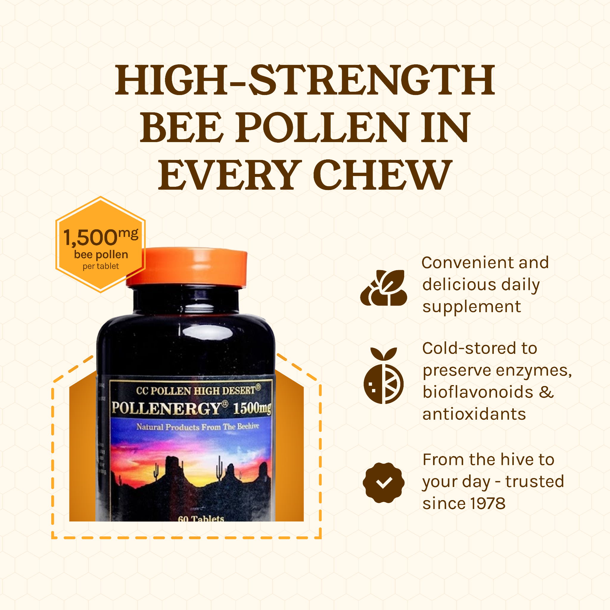 POLLENERGY 1500MG CHEWABLE TABLETS 60