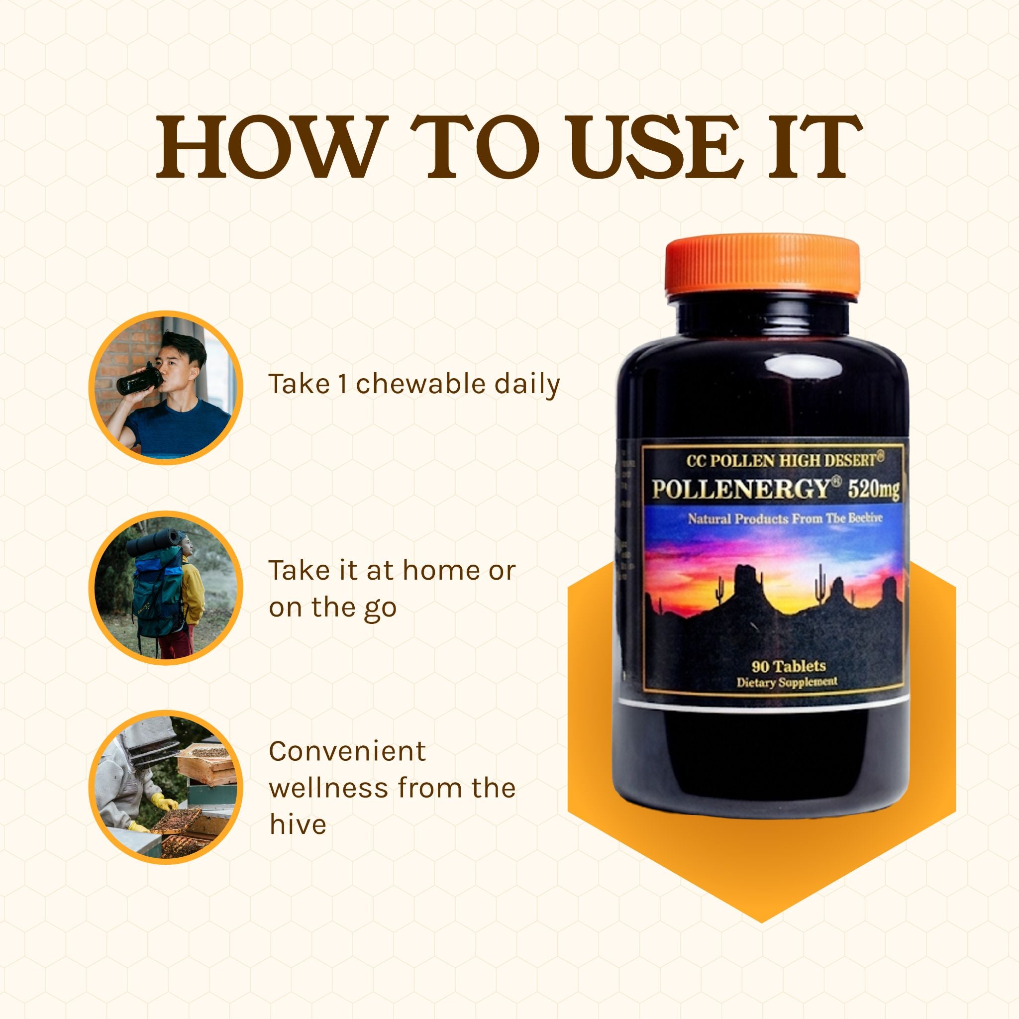POLLENERGY 520MG CHEWABLE TABLETS 90
